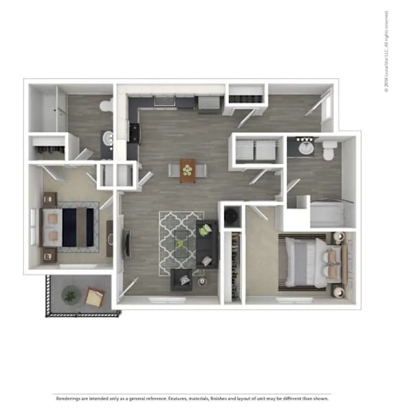 A floor plan of a house with a kitchen, living room, dining room, and bedrooms.