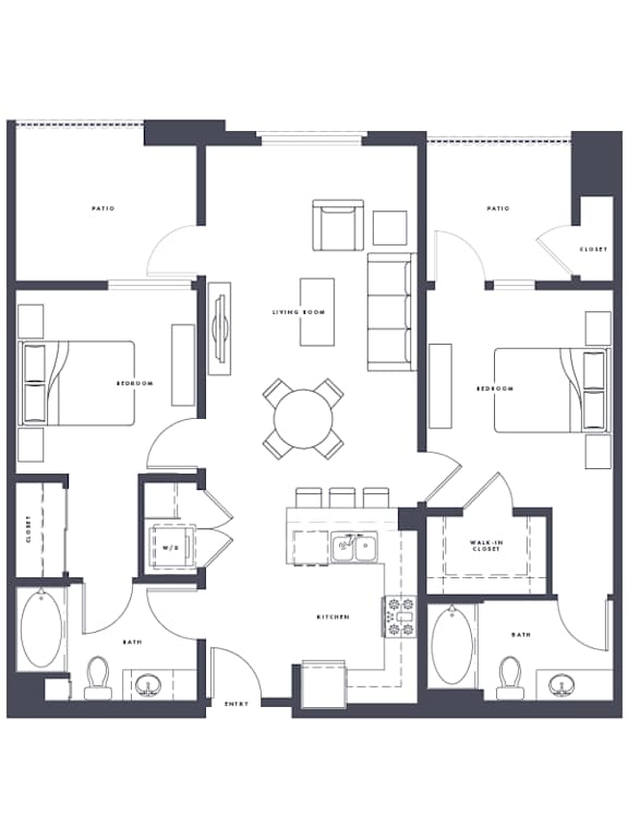 A black and white floor plan of a house with labeled rooms.