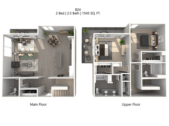 A 2 Bedroom apartment with 2.5 Bathrooms and a total area of 154 SQ. FT is displayed.