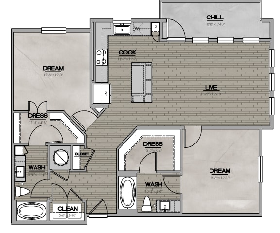 B2 1213 sf Floor Plan