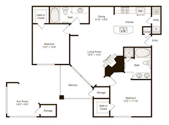 A black and white image of a floor plan for a house.