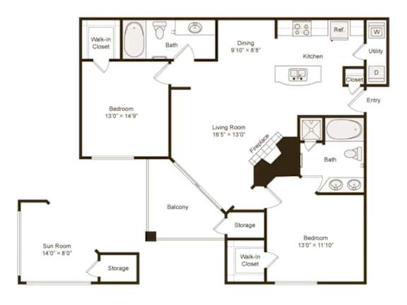 A black and white image of a house floor plan.