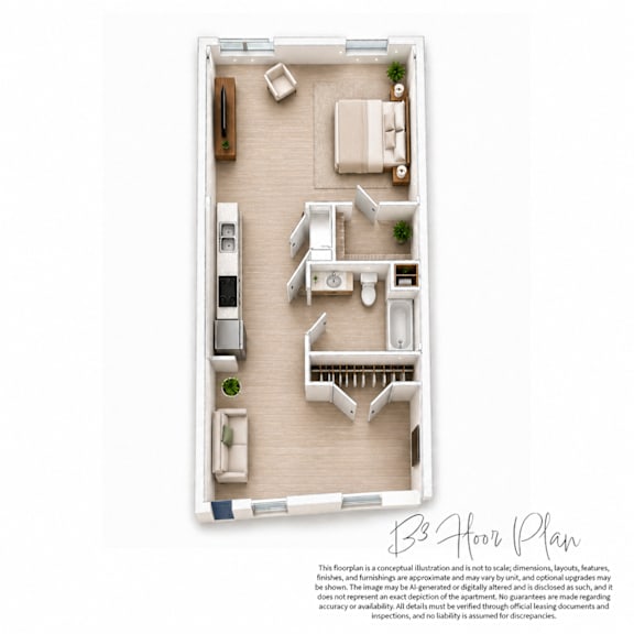 A floor plan of a B3 apartment.