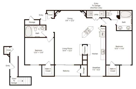 A black and white image of a floor plan for a house.