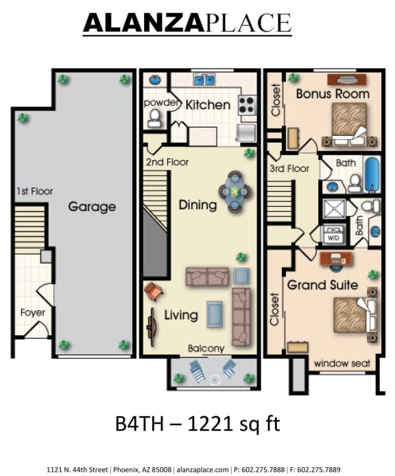 Two bedroom two and a half bathroom Floor plan Two bedroom two and a half bathroom Floor plan at Alanza Place, Phoenix, 85008