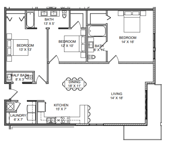 the second level floor plan for a two story home with an open concept kitchen and living room