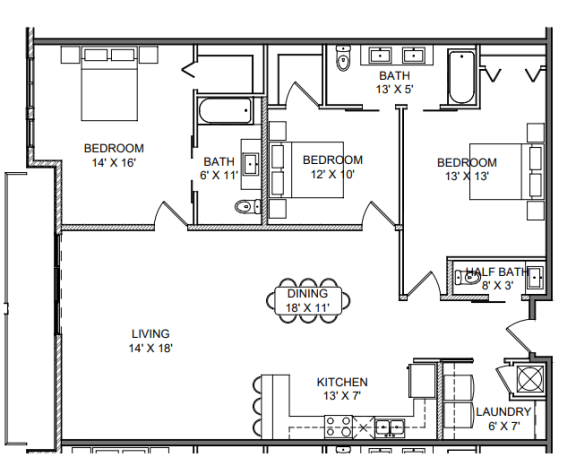 the second floor plan for a two story home with an open floor plan with a kitchen and