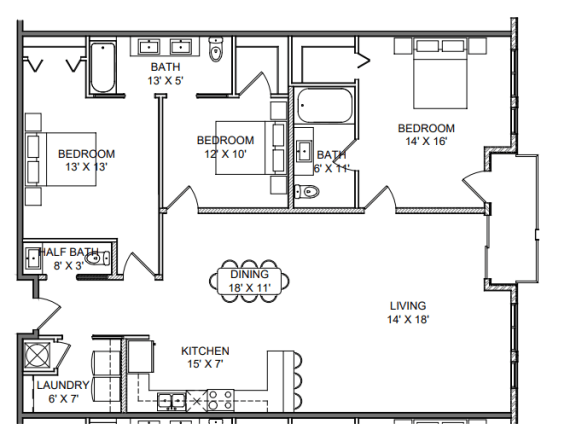 the second floor plan for a two story home with an open floor plan with a kitchen and
