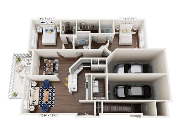 *Renovated Apartment Shown a 3d drawing of a house with a floor plan