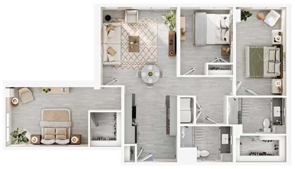 a floor plan of a house with a bedroom and a living room