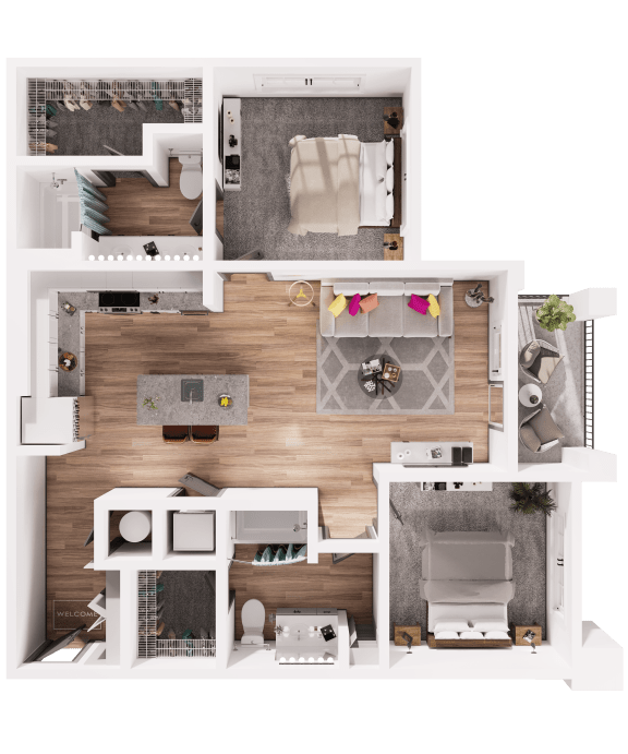 a 3d rendering of the floor plan of a house