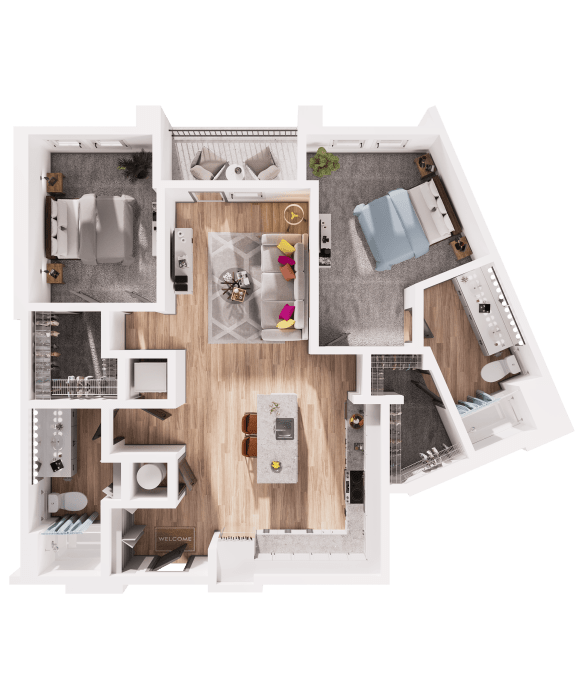 a floor plan of a house with a bedroom and a living room