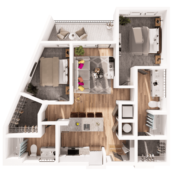 a floor plan of a house with a bedroom and a living room