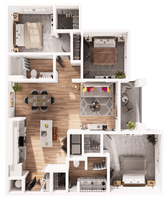 a 3d rendering of the floor plan of a house