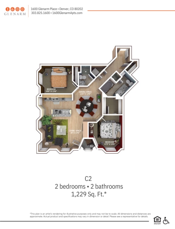 C2 Floor Plan at 1600 Glenarm Place, Denver, CO