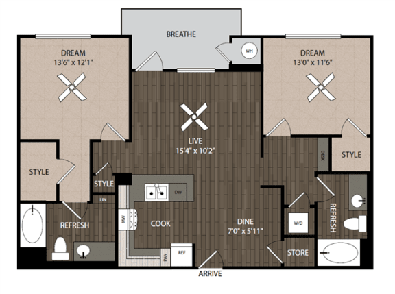 B2 Two bedroom two bathroom