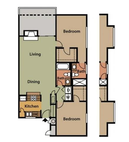 Floor Plan  2 Bedroom | 2 Bathroom