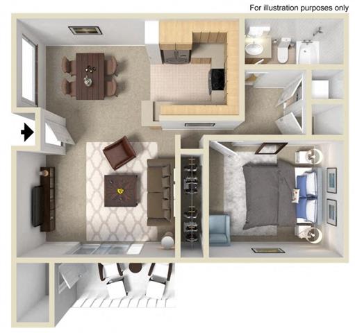 Monaco Floorplan One Bedroom One Bath at Central Park, California, 91942