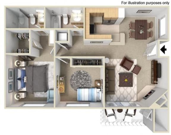 Floor Plan  San Remo Floorplan Two Bedroom Two Bath at Central Park, La Mesa California