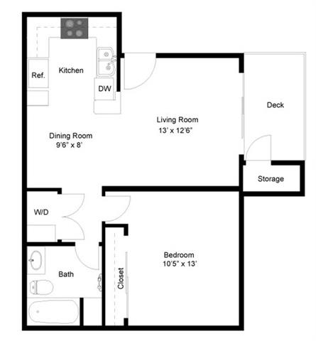 Saint Tropez Floorplan Two bedroom Two Bath at Central Park, La Mesa California