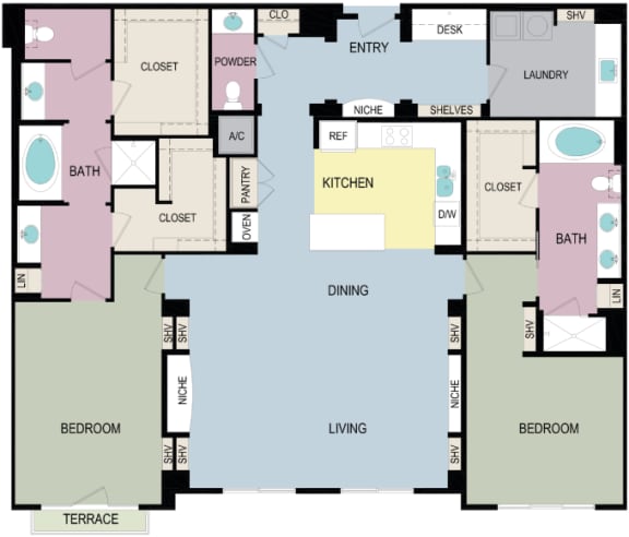 2F Floor Plan at mResidences Miracle Mile, Los Angeles, California