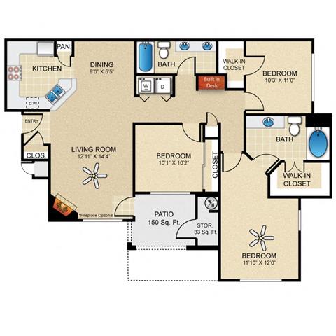 Three bedroom two bathroom