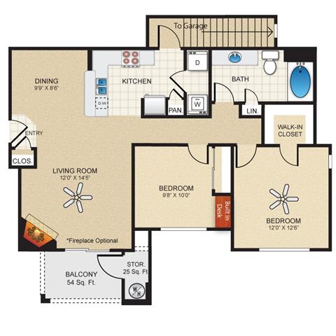 Two bedroom one bathroom