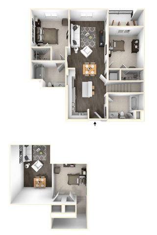 Sola 3 Bedroom, 2 Stories and Balcony Floorplan