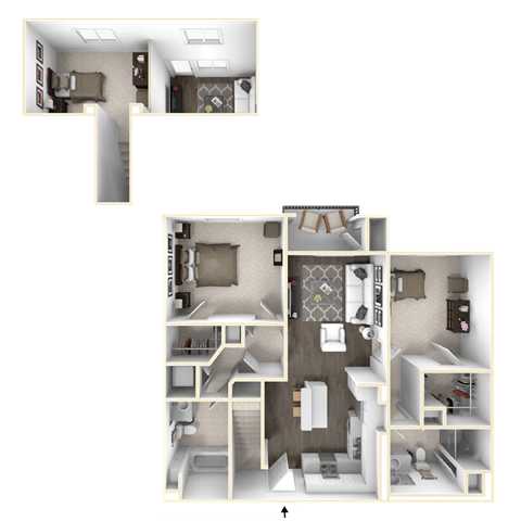 Sola 3 Bedroom, 2 Stories and Balcony Floorplan at Sola, San Diego, CA 92130