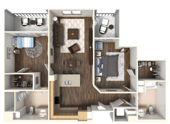 Floor Plan  Sola 2 Bedroom and 2 Balcony