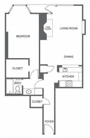 Floor Plan  a floor plan of a house with a kitchen and a living room