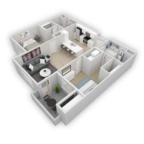 Unit E Floor plan  at Azure, California, 93454