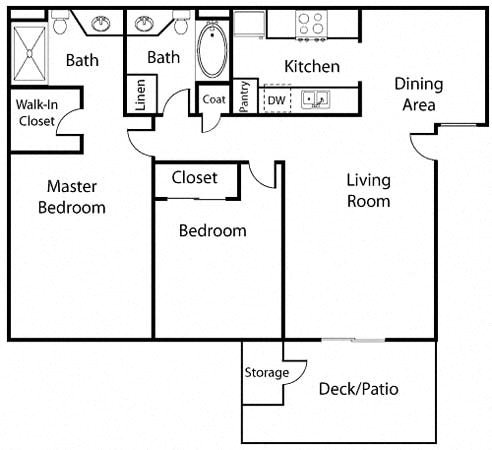 2 Bed 2 Bath Floor Plan at Bella Terra, California, 92081