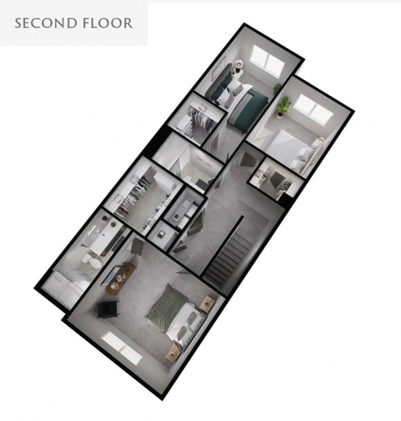 a 3d floor plan of a bedroom apartment