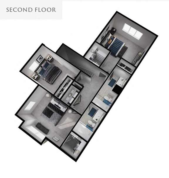 3D floorplan of an apartment unit