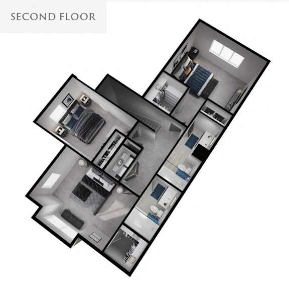 3D floorplan of an apartment unit
