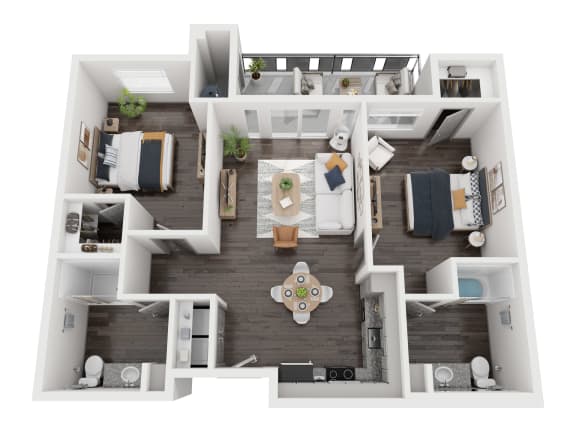 B1 2 bedroom floor plan 1013 square feet