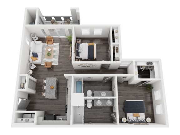 B2 2 bedroom floor plan 1086 square feet