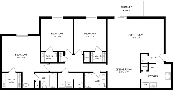 Floor Plan  3x2  Floor Plan  at Castilian Apartments, Orlando, FL, 32839