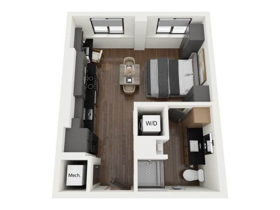 Floor Plan  a 1 bedroom floor plan with a bathroom and a living room
