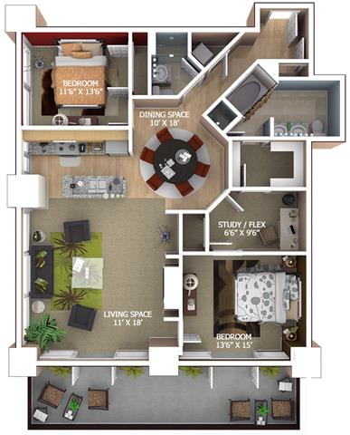 D5 Floor Plan at 1600 Glenarm Place, Colorado, 80202