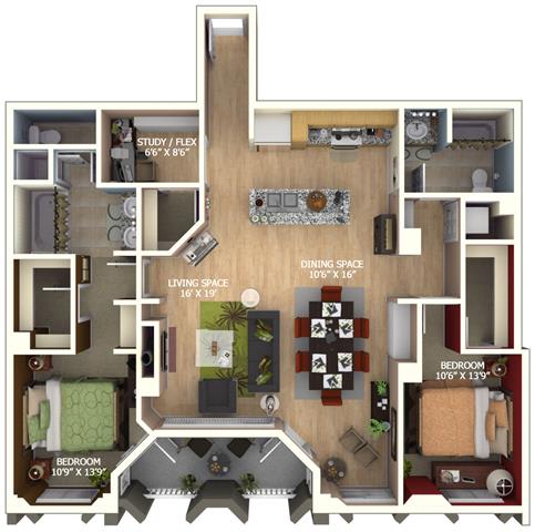 E2 Floor Plan E2 Floor Plan at 1600 Glenarm Place, Denver, CO