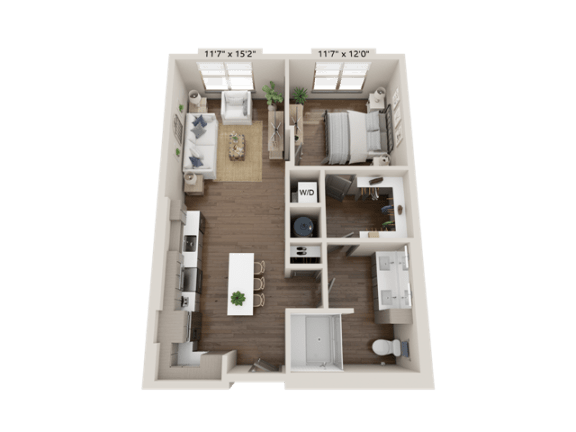 Floor Plan  A4 One Bedroom Floorplan  at Novus, Colorado, 80124