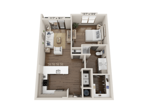 A5-B One Bedroom Floorplan at Novus, Lone Tree, CO, 80124