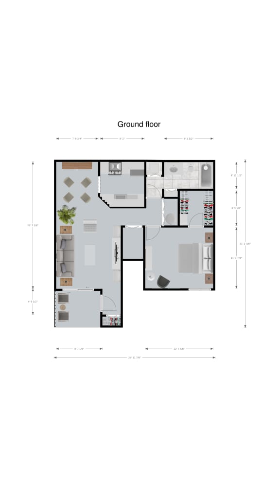 floor plan of the ground floor of the house