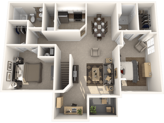 a floor plan of a two bedroom apartment with a living room and dining room