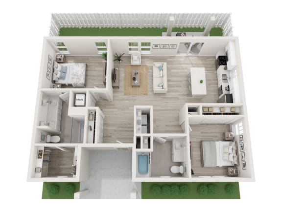 Floor Plan  a 3d rendering of a floor plan with a bedroom and a bathroom