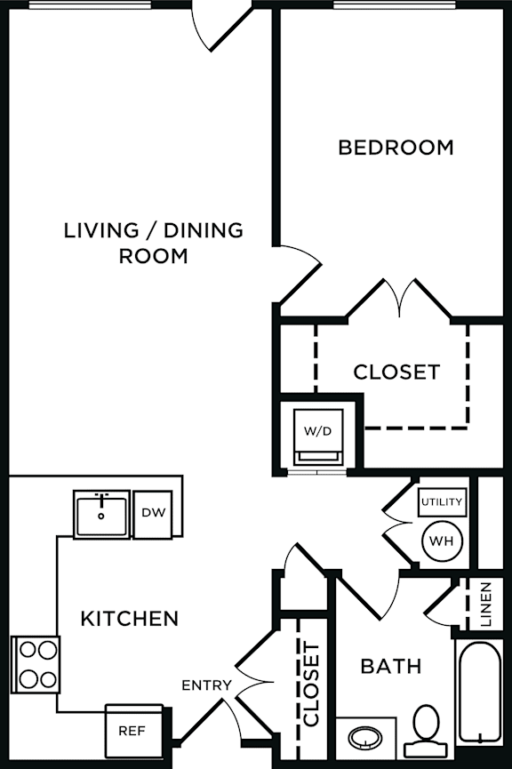 Floor Plan  A black and white image of a floor plan for a home.