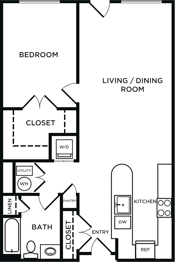 A black and white image of a floor plan for a home.