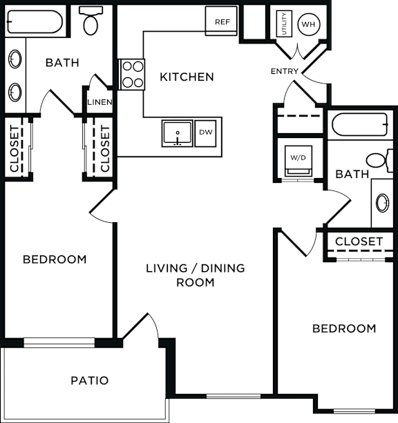 A black and white image of a floor plan for a house.